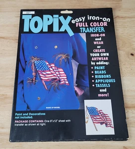 Topix FULL COLOR TRANSFER US FLAG Iron On 9"x12" Patriotic 4th of July NOS - Picture 1 of 2