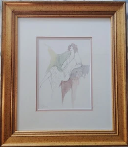 Itzchak Tarkay/Professionally Framed Print/Israeli Artist/Woman Sitting/Art - Picture 1 of 3