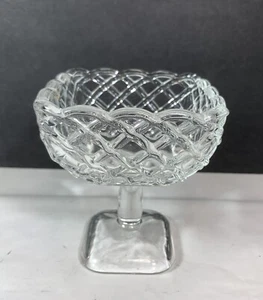 L.E. Smith Spalier 4,5" Klarglas Süßigkeiten Dessert Schüssel Fuß Kompott Vintage - Bild 1 von 7