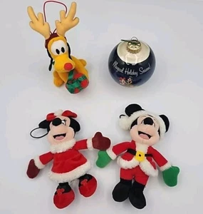 Disney Parks Mickey, Minnie, & Pluto Holiday Christmas Plush & Glass Ornaments - Picture 1 of 11