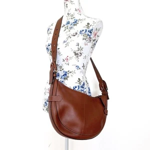 Fossil Crescent Bag Brown Leather Adjustable Strap Hobo - Picture 1 of 8