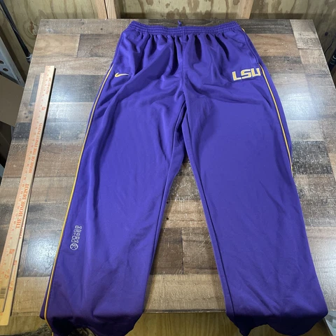 Nike LSU Tigers Mens Sweatpants XXL Tall Purple Elastic Waist Drawstring Logo Cover