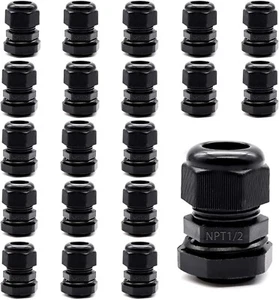 20 PZ Pressacavi Nylon 1/2" NPT,Impermeabile Diametro Regolabile 6-12mm Cavo - Foto 1 di 5