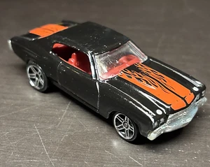 Hot Wheels 1970 Chevelle  (1998 black w/ Flames). Rolls True.  - Picture 1 of 5