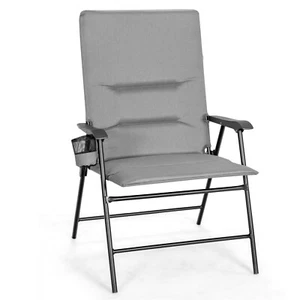 Costway Folding Chair Camping Fishing Outdoor Garden Yard Beach BBQ Arm Rests - Picture 1 of 8