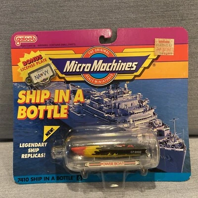 1990 Galoob Micro Machines Ship in a Bottle #6 Power Boat Bonus License Plate - Image 1 of 4