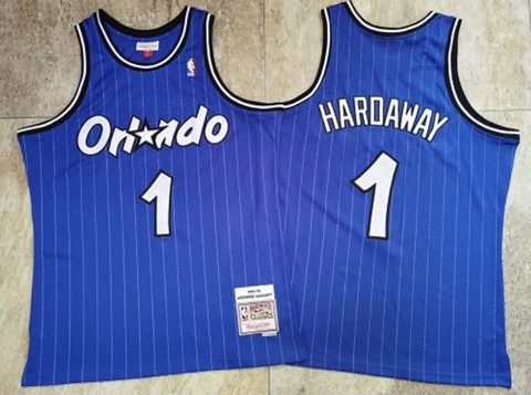 Orlando Magic Penny Hardaway 1 striped blue regular season Retro Vintage Jersey Cover