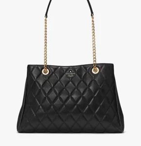 Auténtico Nuevo Bolso de Mano Kate Spade NY Carey Grande Negro Acolchado Cuero Cartera - Imagen 1 de 4