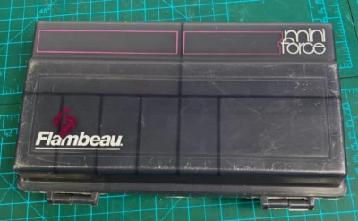 Vintage FLAMBEAU Tackle Mini Force Fishing Tackle Box W Misc Tackle - Image 1 of 4