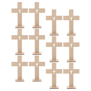 12 PIEZAS Cruz Joyería Madera Corss Letrero Pared Cruces para Decoración del Hogar Mesa - Imagen 1 de 12