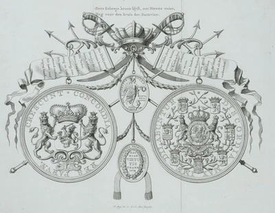 Wappen mit Inschriften, Kupferstich Barock Militär 1700-1749 Unbekannt (18.Jhd) - Bild 1 von 4