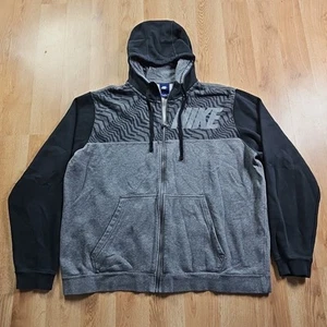 Vintage Nike Hoodie Herren‎ 2XL Schwarz Grau Full Zip Y2k Blue Label Grunge Streetwear - Bild 1 von 11