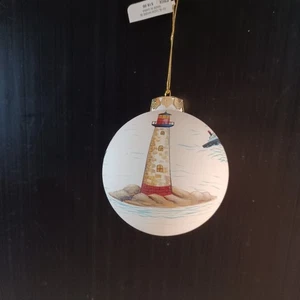 Lighthouse Ship Nautical Christmas Ball Ornament - Picture 1 of 3