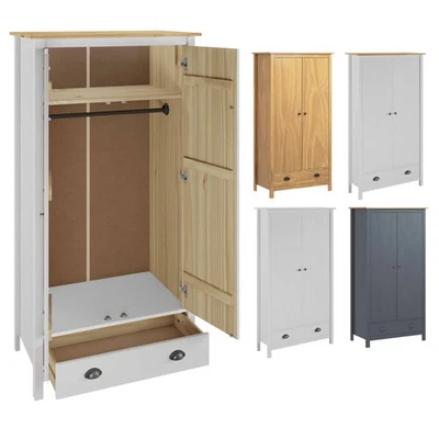 Kleiderschrank mit 2 Türen Kiefernholz Garderobenschrank Holzschrank Schrank Neu - Bild 1 von 4