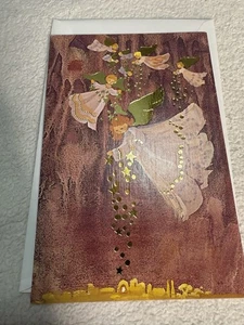 Festliche Engel Weihnachtskarte Ruth Christensen Mundmaler MFPA Goldfolie - Bild 1 von 3