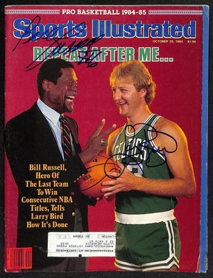 Revista Sports Illustrated firmada por Bill Russell/Larry Bird 29/10/1984 JSA 194471 Foto 1 de 2