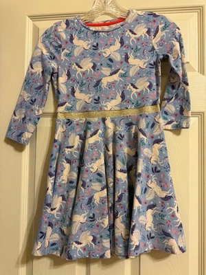 Vestido Unicornio Azul Mini Boden Talla 8/9 Foto 1 de 2