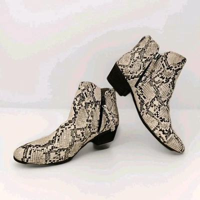 Circus by Sam Edelman, Pipper Black & White Faux Snakeskin Ankle Booties, Size 8 - Image 1 of 4