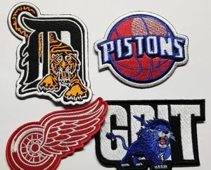 4 pc. Detroit Tigers Lions wings Pistons Embroidered Patch misc size 3"-3.5" - Picture 1 of 2