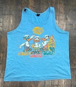VTG 80s Tank Top tshirt Sun Suds Surf! Beach Summer Ducks 1980s Small Blue Tee - Picture 1 of 13