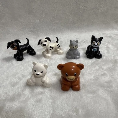 LEGO DUPLO ANIMAL FIGURES bears, Squirrel and 2 Dogs  and cat - 6 pieces - Image 1 of 4