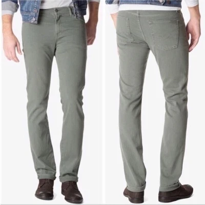 7 For All Mankind Luxe Performance Slimmy Mid-Rise Green Slim Striaght Jeans, 29 - Image 1 of 4