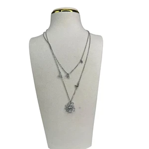 Swarovski Gema Mixed Cut Short Multi Strand Silver Double Necklace - Picture 1 of 4
