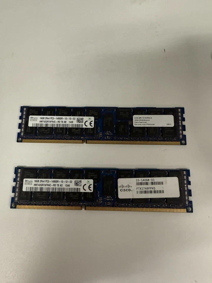 ✅ 32GB (2 x SK Hynix 16GB) ✅ 2Rx4 PC3-14900R ECC Server ✅ RAM HMT42GR7AFR4C-RD ✅ - Image 1 of 1