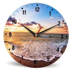 Clocks for Living Room,Kitchen Wall Clock,Sea Sunrise Clocks 10 Ocean Beach - Picture 1 of 7