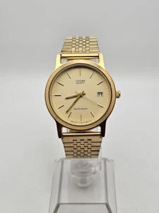 Vintage 1994 Citizen 5510 Water Resist Mens Goldtone Analog Quartz Date Watch  - Picture 1 of 21