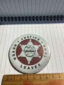 Vintage Ekka show bag Lone Ranger Sheriff Justice Never Leaves Town Tin Badge - Picture 1 of 3