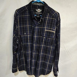 Harley Davidson Hemd Herren XLarge Blau Kariert Langarm Baumwolle Knopfleiste Freizeit - Bild 1 von 6