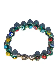 CLEAR  GREEN  AUTHENTIC VENETIAN MURANO GLASS BEAD BRACELET JEWELRY 39MG - Picture 1 of 2