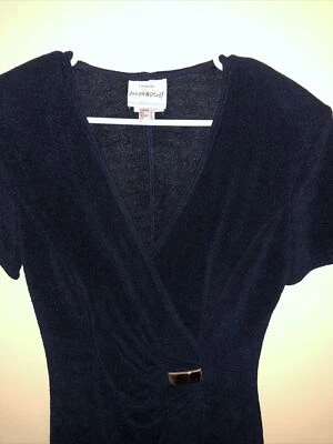 Vestido Joseph Ribkoff Imitación Envoltura Azul Marino Drapeado Bodycon Elastizado Tejido Talla 4 Foto 1 de 4