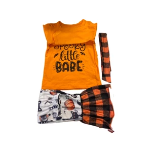 Toddler Baby Girls Halloween Outfits Ruffles Long Sleeve Top Pumpkin Legging Set - Picture 1 of 3