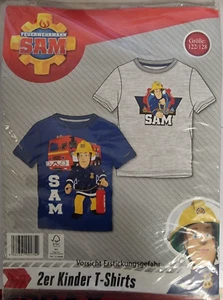 Feuerwehrmann Sam Kinder T-Shirt 2 er Pack Gr 122/128 Neu&OVP - Bild 1 von 2