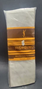 New Vintage Men's Yves Saint Laurent Cotton Handkerchiefs Pack of 3 - Picture 1 of 3