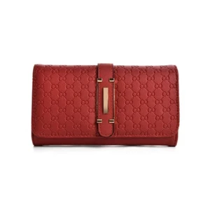 Women's Press Grain Foldover Metal Purse Wallet VKP1467 - Red - Picture 1 of 3