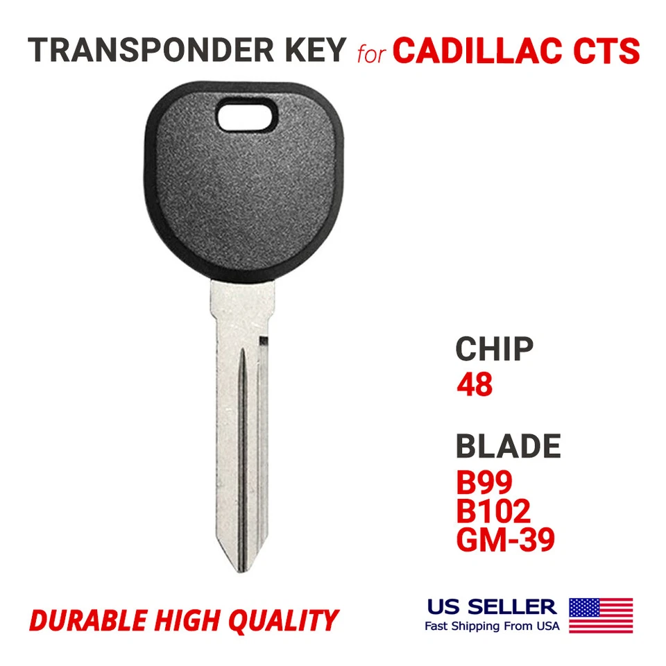 Transponder Key For Cadillac CTS  B99, B102, GM-39 T6 Chip 48 B112-PT  Foto 1 de 1