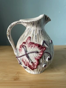 Vintage Italian Hand Made Pottery Earthy Creamer Jug Pitcher 11cm Leaf Pattern - Picture 1 of 9