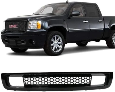 Grelha inferior frontal preta brilhante plástico ABS Denali 2007-2013 GMC Sierra 1500 - Imagem 1 de 4