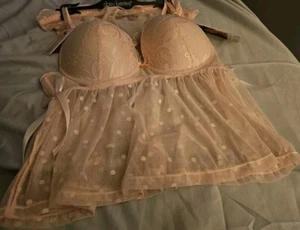 Neu mit Etikett rosa Daisy Fuentes Push Up Cami Set Größe L - Bild 1 von 4