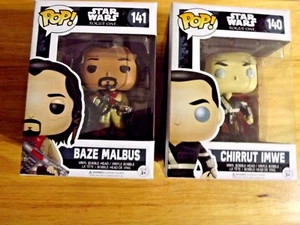FUNKO POP STAR WARS BAZE MALBUS #141 & CHIRRUT IMWE #140 new in box - Picture 1 of 6