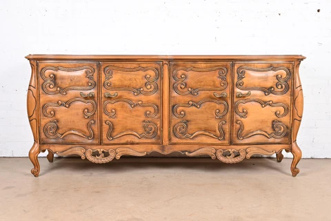 Romweber French Rococo Louis XV Carved Walnut Sideboard or Credenza Cover