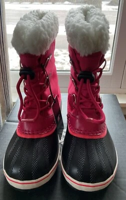 SOREL Yoot Pac Nylon Jóvenes Niñas Rosa Impermeable Botas para Nieve Piel Sintética Talla 1-NUEVO EN CAJA Foto 1 de 4