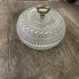 Fostoria Virginia Muster Sägezahn Süßigkeiten Vintage Messinggriff Schale - Bild 1 von 4