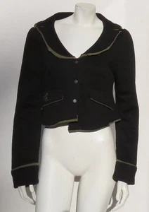 BODYBAG by JUDE Clothing Black Sweatshirt Cotton Knit Snap Front Jacket Top M L - Picture 1 of 6