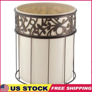 Off-White Bronze Vine Wastebasket Trash Can Bathroom Kitchen Office Bedroom New - Picture 1 of 4