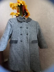 Pierre Gehem Paris Gray Girls Wool warm  Coat Size age 5 Made in France - Picture 1 of 11