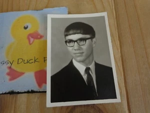 Vintage Photographic Image 1960s HIGH SCHOOL BOY Yearbook Photo B&W Wallet Size - Picture 1 of 1
